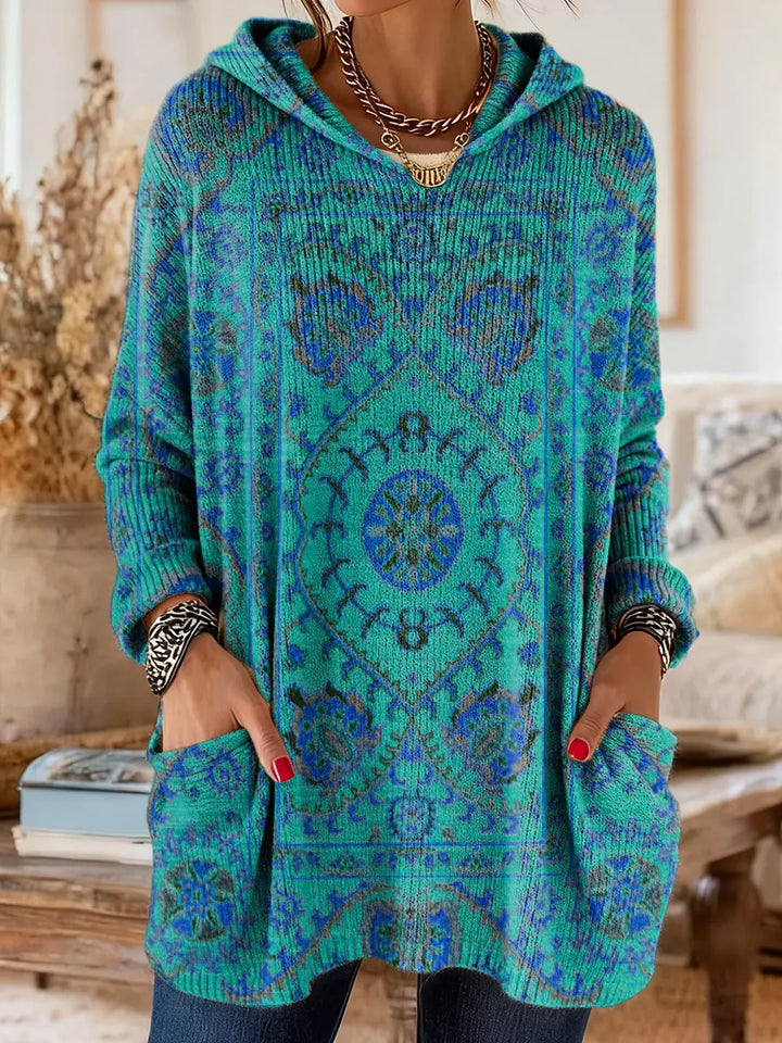 Victoria™ Retro Ethnic Print Hooded Tunic
