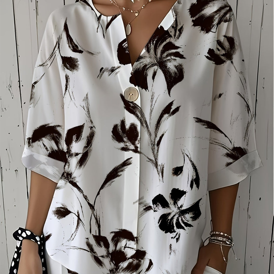 SELIRA - WATERVOLOUR FLORAL SLEEVE BLOUSE