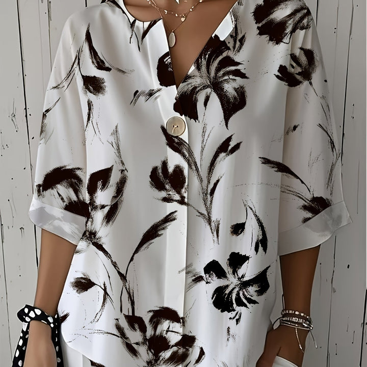 SELIRA - WATERVOLOUR FLORAL SLEEVE BLOUSE