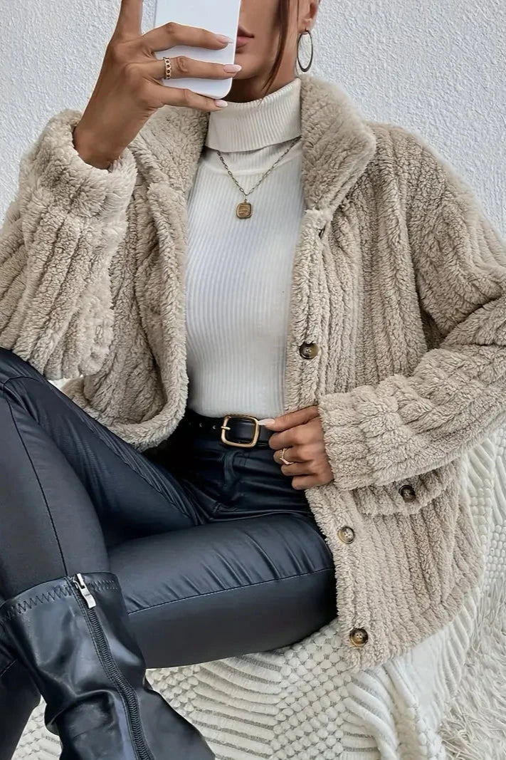NOVA - Double-Sided Velvet Button Cardigan