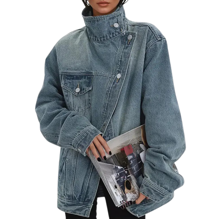 SKYE - VINTAGE WASHED HIGH NECK ASYMMETRIC JACKET