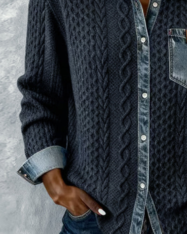 JANE - SOFT DENIM PATCHWORK SHIRT