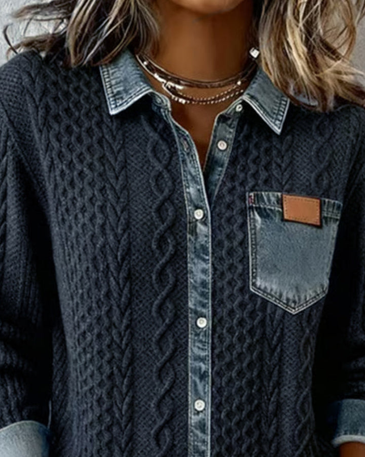 JANE - SOFT DENIM PATCHWORK SHIRT