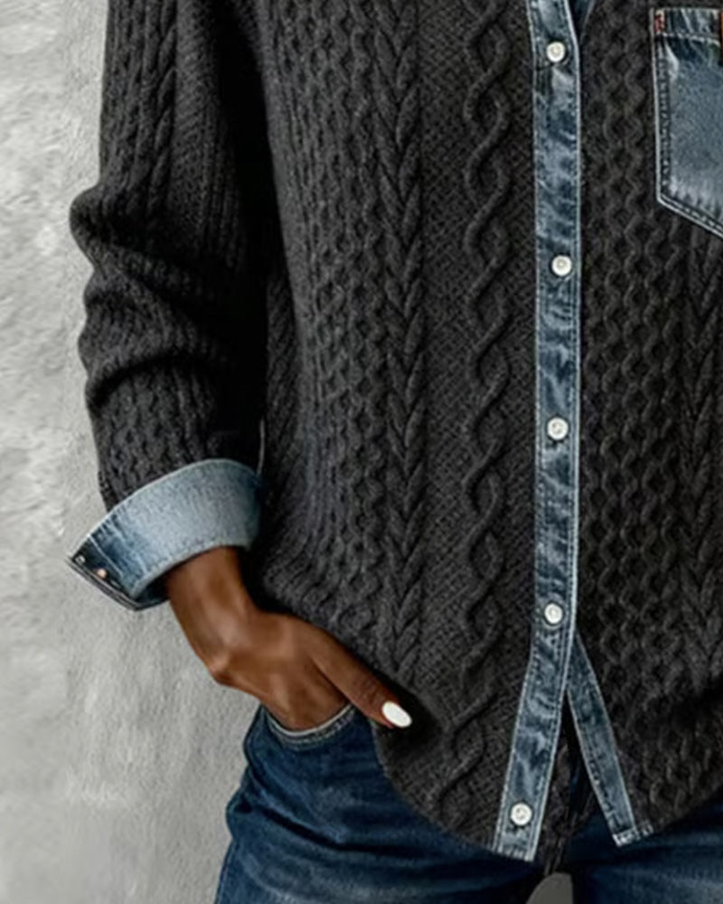 JANE - SOFT DENIM PATCHWORK SHIRT