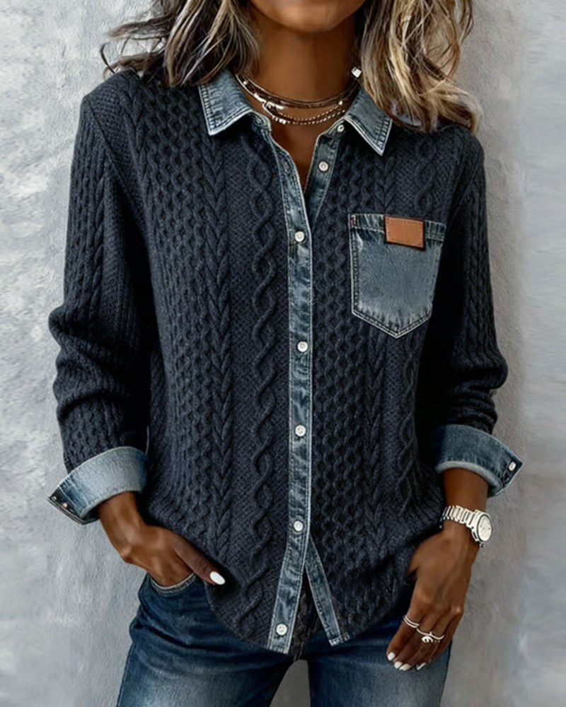 JANE - SOFT DENIM PATCHWORK SHIRT