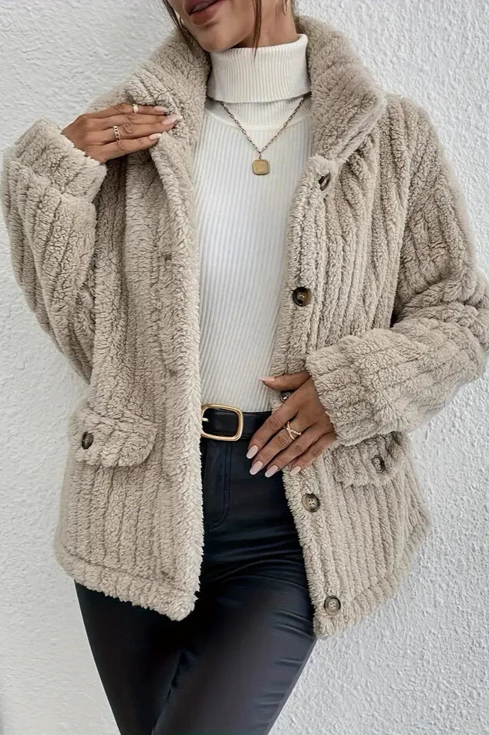 NOVA - Double-Sided Velvet Button Cardigan