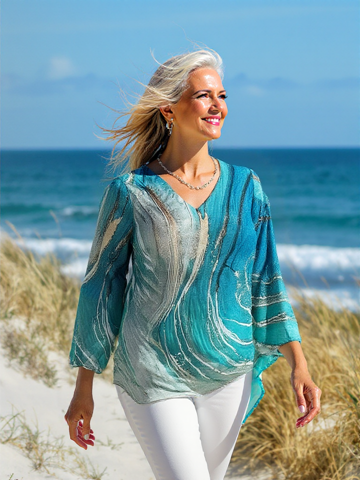 LOREINA - OMBRÉ BLOUSE WITH ELEGANT COLOUR FADE