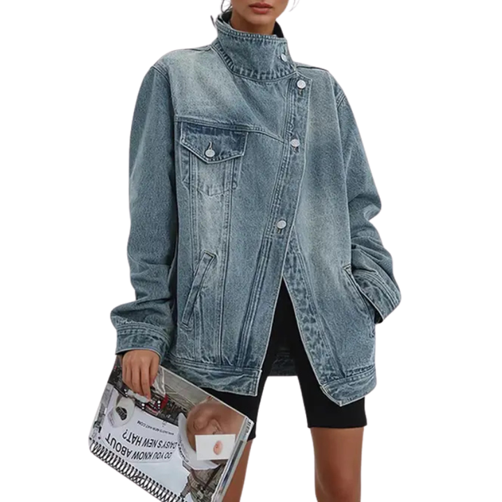 SKYE - VINTAGE WASHED HIGH NECK ASYMMETRIC JACKET