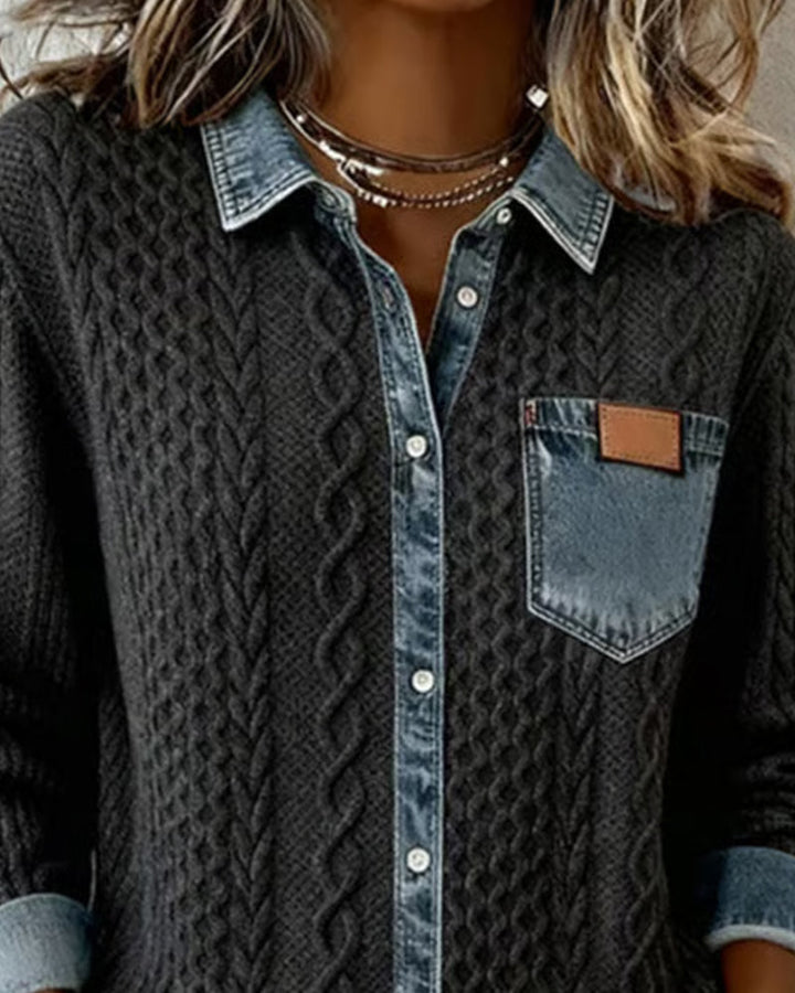 JANE - SOFT DENIM PATCHWORK SHIRT