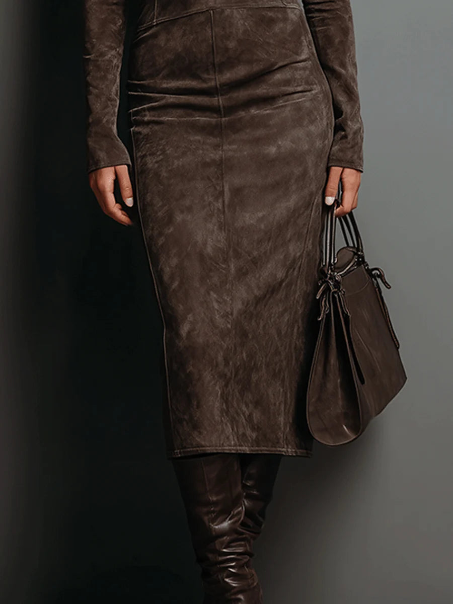 MAVIS - HIGH NECK LONG SLEEVE MIDI DRESS