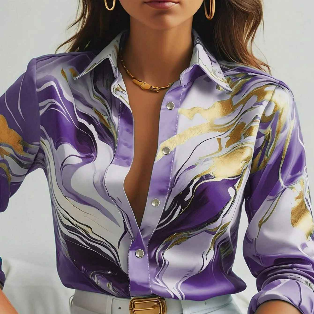 LYANNE - SWIRL PRINT BLOUSE