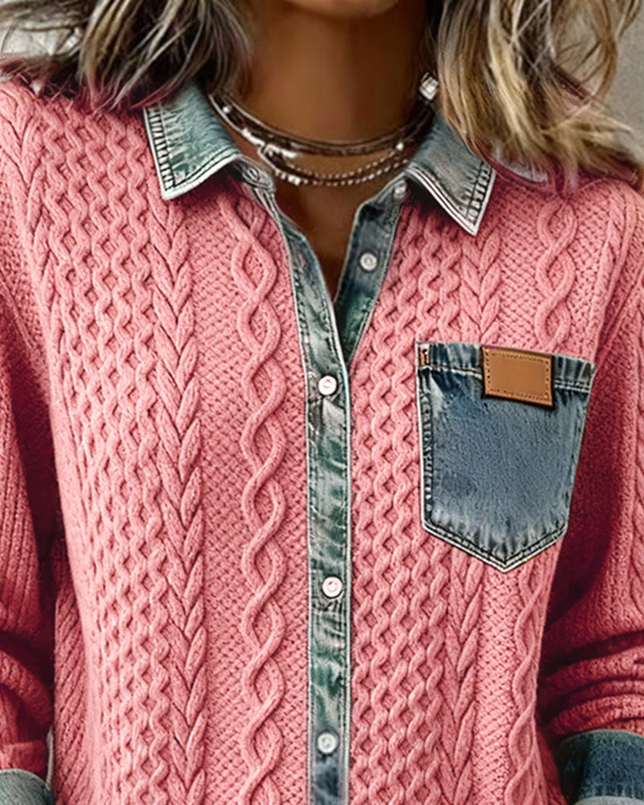 JANE - SOFT DENIM PATCHWORK SHIRT