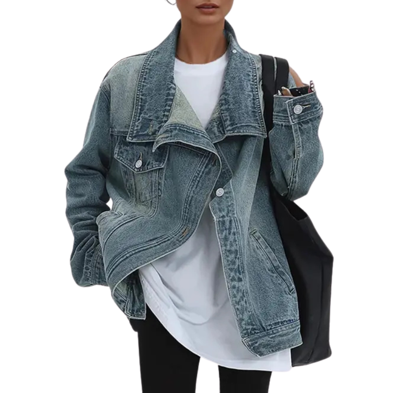 SKYE - VINTAGE WASHED HIGH NECK ASYMMETRIC JACKET