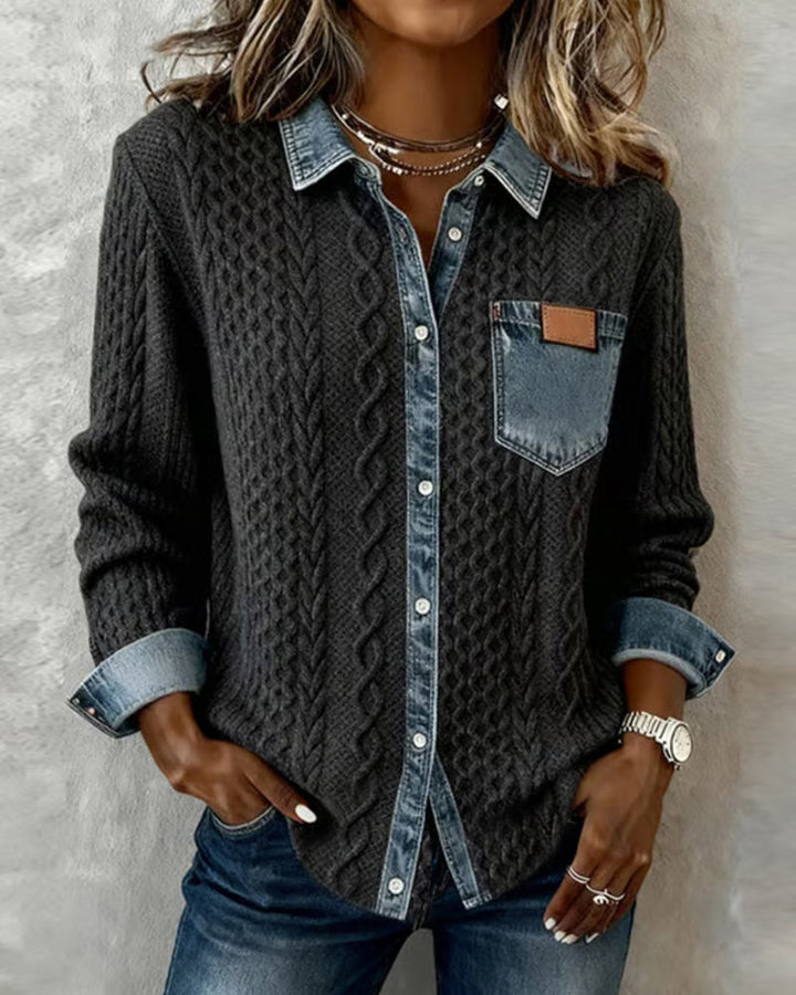 JANE - SOFT DENIM PATCHWORK SHIRT