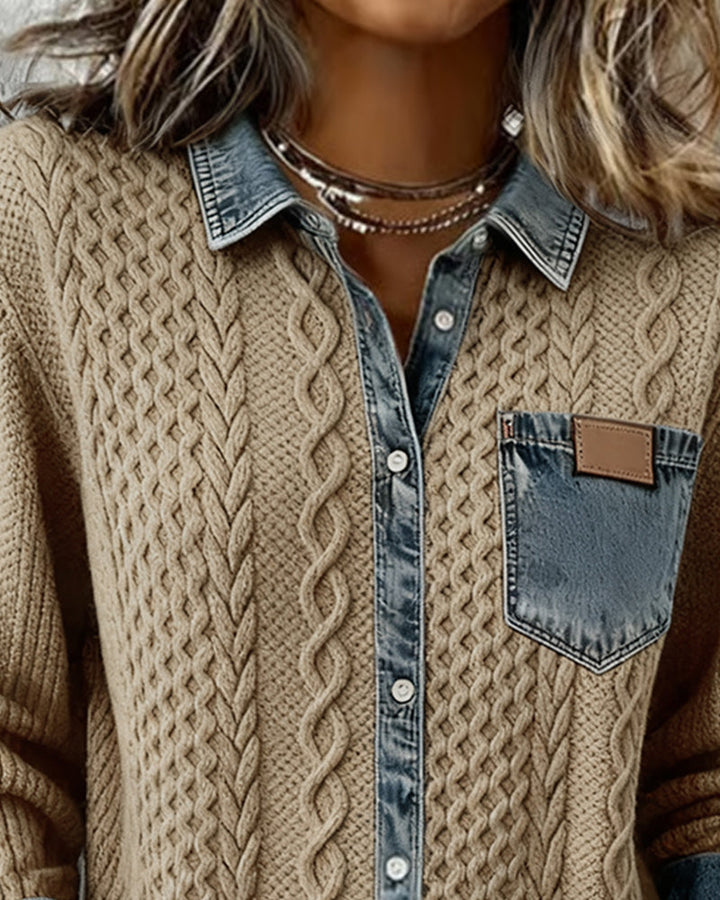 JANE - SOFT DENIM PATCHWORK SHIRT