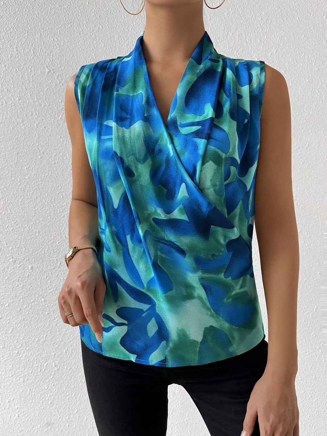 SERENYA - WATERCOLOUR SLEEVELESS BLOUSE