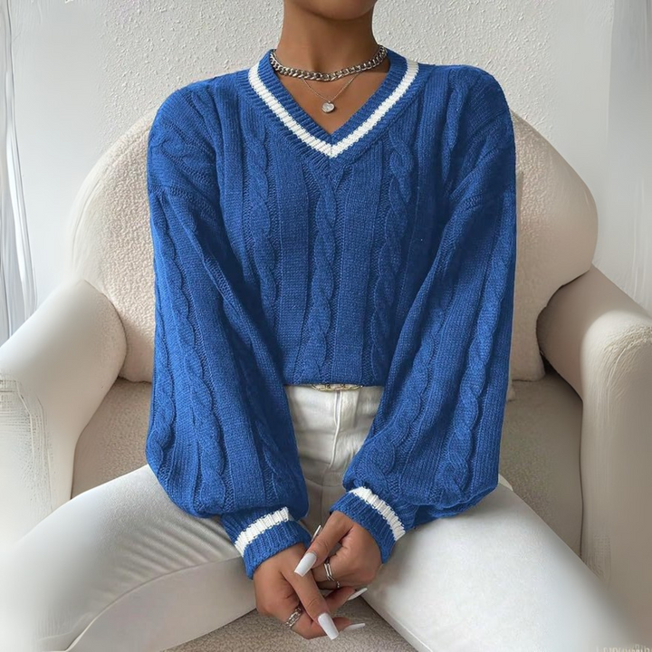 SOVU - Chic Long Sleeve V-Neck Sweater