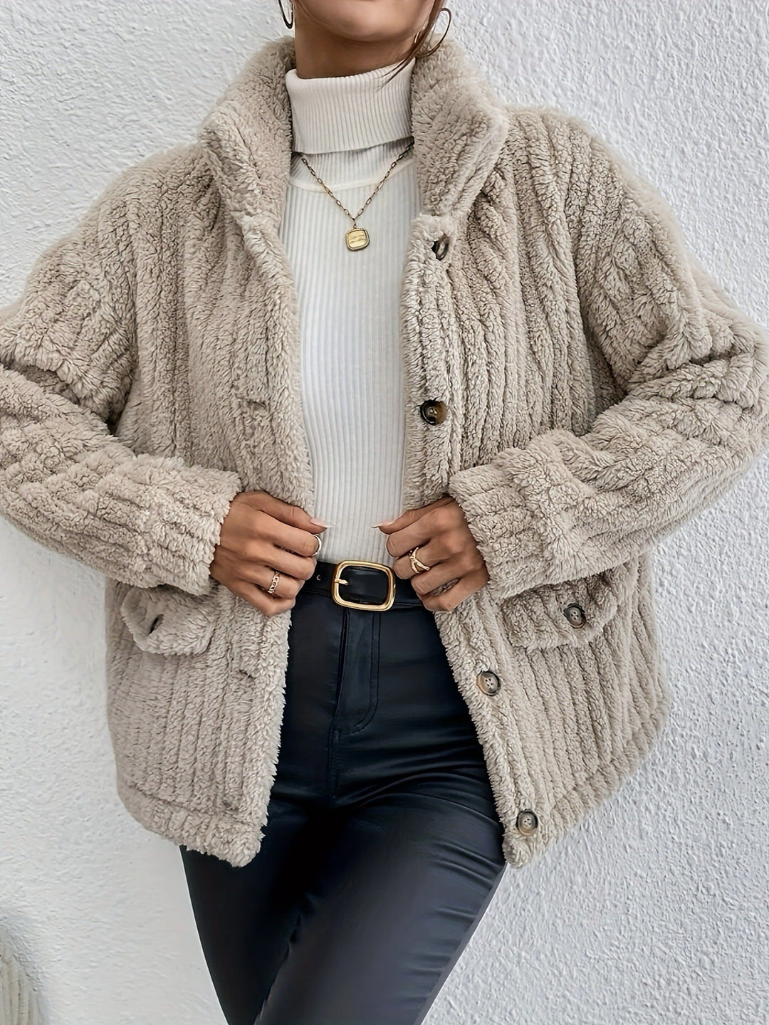 NOVA - Double-Sided Velvet Button Cardigan