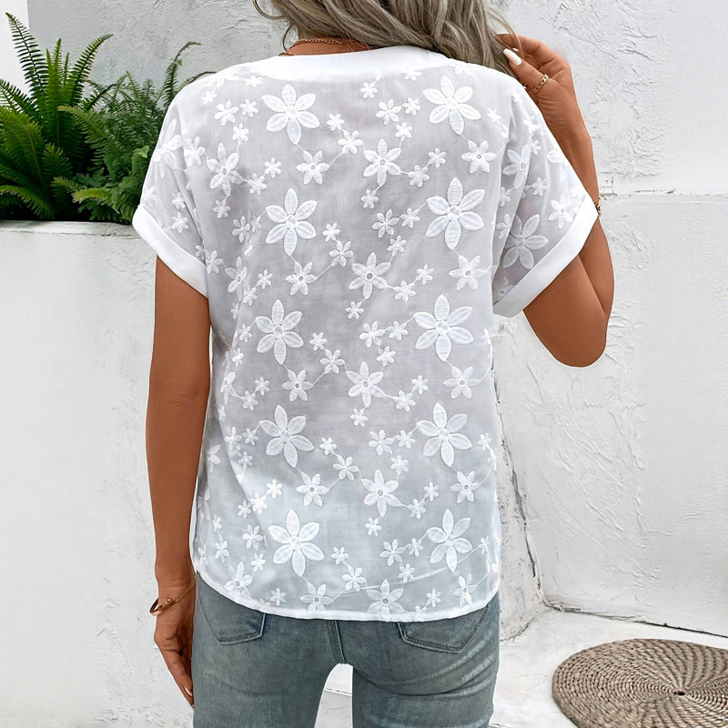 MIANELLE - CASUAL BLOUSE WITH FLORAL EMBROIDERY