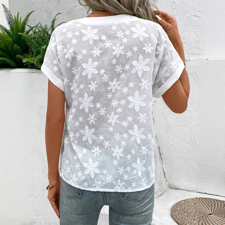 MIANELLE - CASUAL BLOUSE WITH FLORAL EMBROIDERY