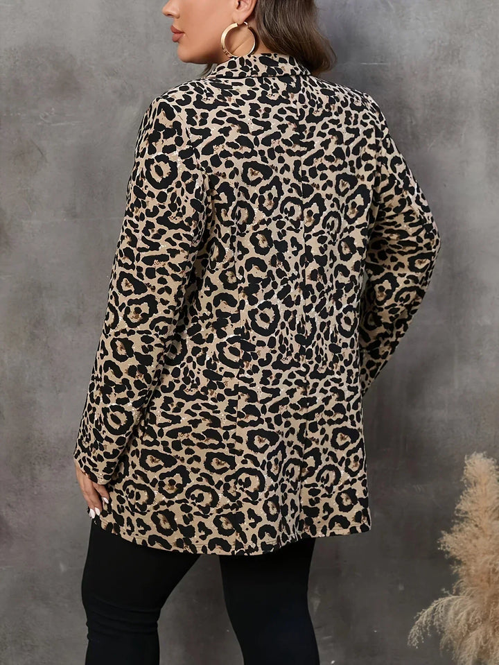 OLIVIA - STYLISH PLUS SIZE LEOPARD PATTERN BLAZER