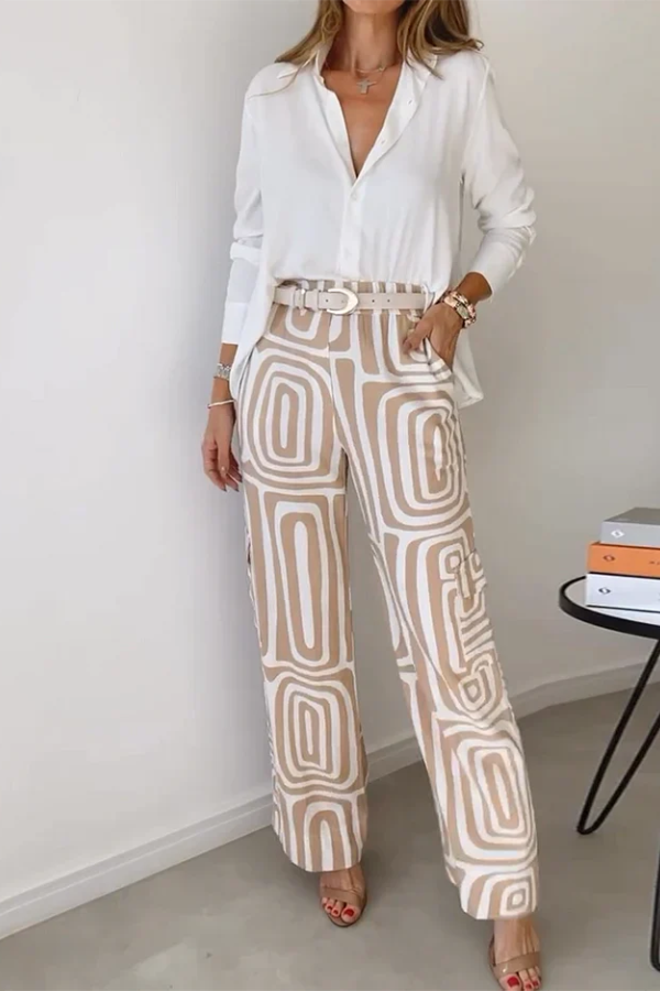 OLIVIA - STYLISH TROUSER SET WITH BLOUSE & BELT