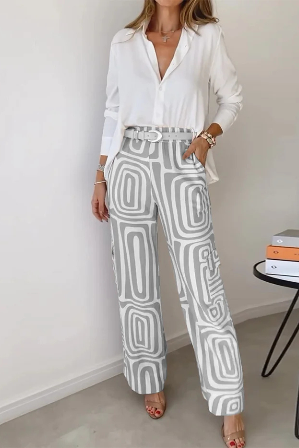 OLIVIA - STYLISH TROUSER SET WITH BLOUSE & BELT