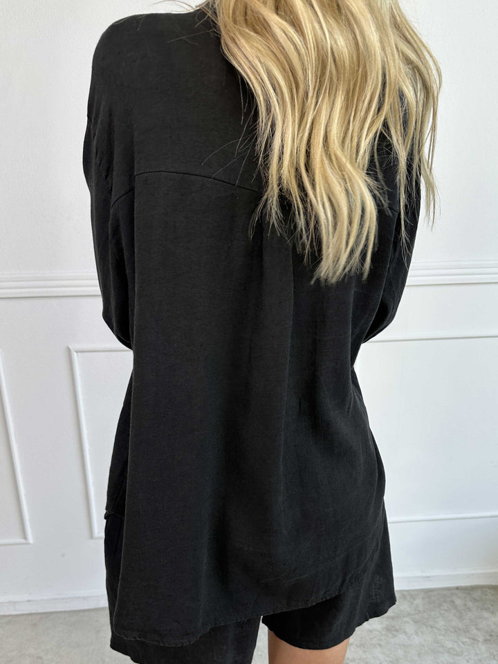 YONARA - SOLID COLOUR SHIRT IN VISCOSE & LINEN BLEND