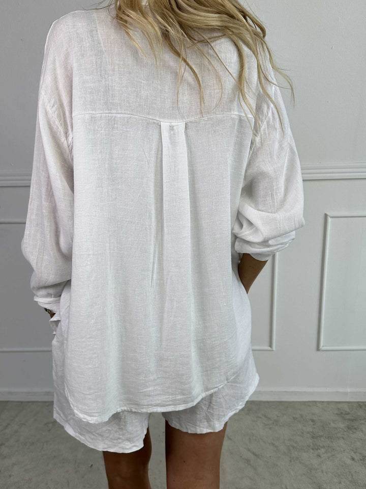 YONARA - SOLID COLOUR SHIRT IN VISCOSE & LINEN BLEND