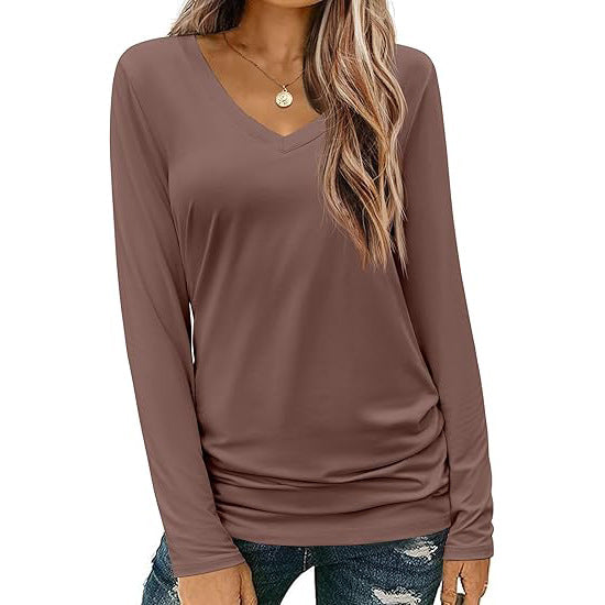 LORENE - CLASSIC V-NECK LONG SLEEVE TOP