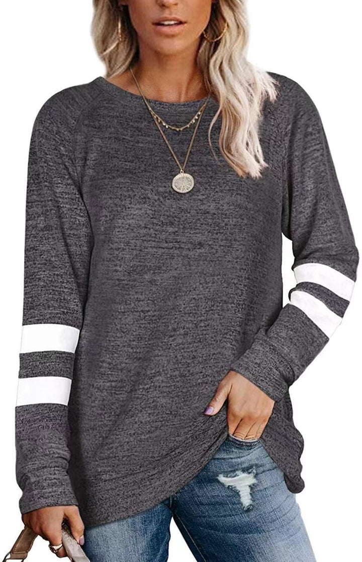 AVELINE - LONGLINE STRIPED SLEEVE T-SHIRT