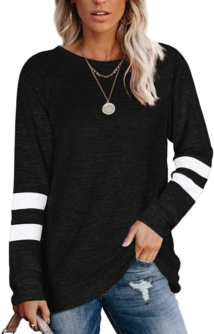 AVELINE - LONGLINE STRIPED SLEEVE T-SHIRT