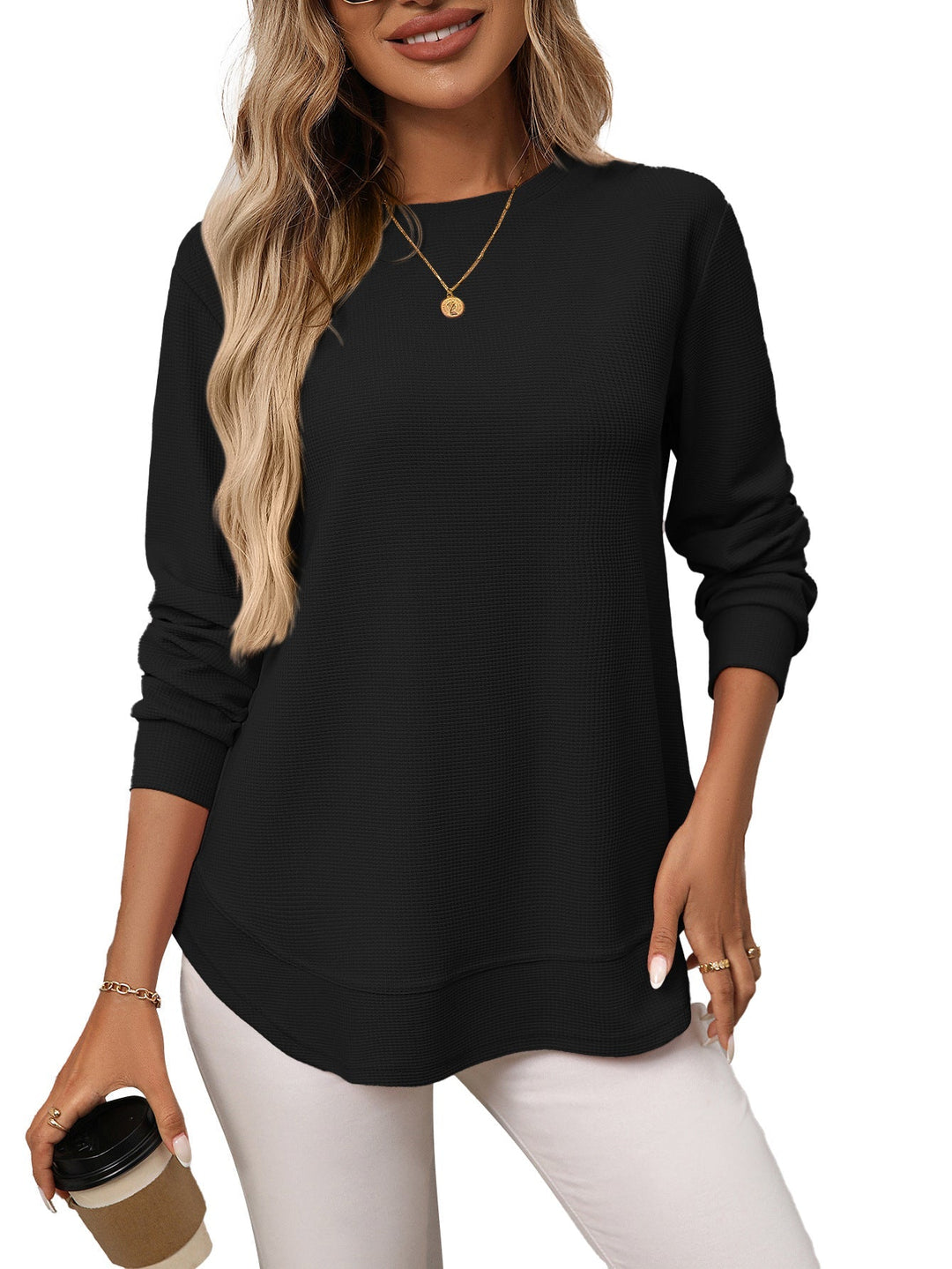 MARCELINE - TEXTURED LONG SLEEVE TOP