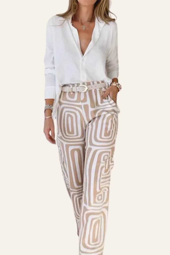 OLIVIA - STYLISH TROUSER SET WITH BLOUSE & BELT