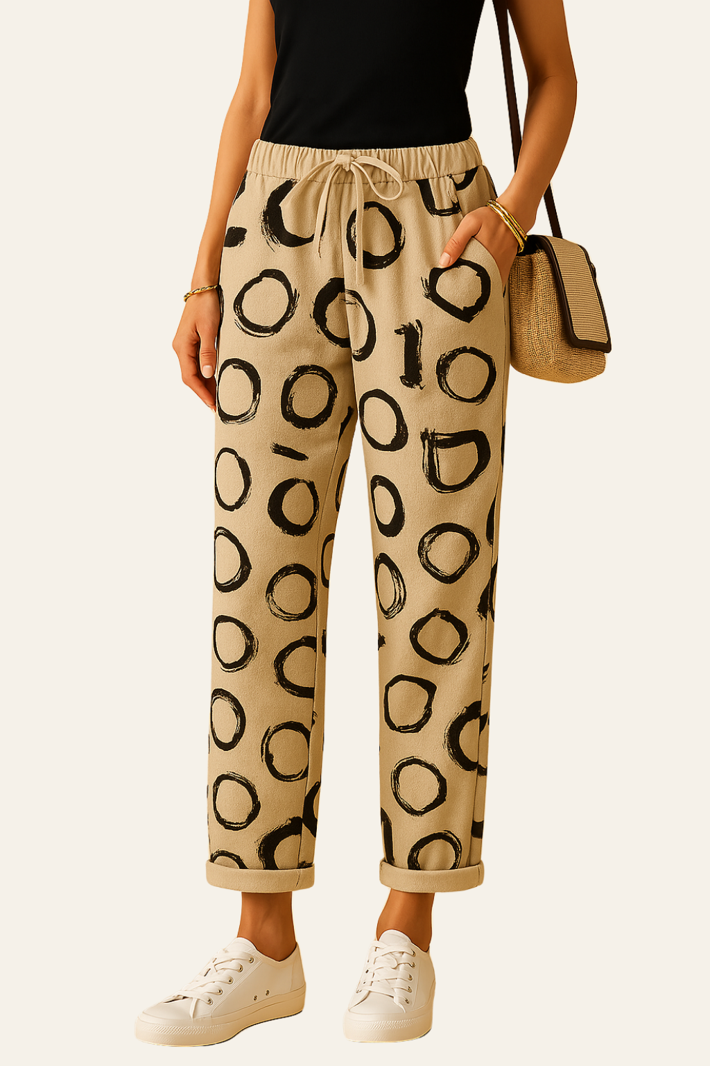 Beige with Circle Print / 3XL