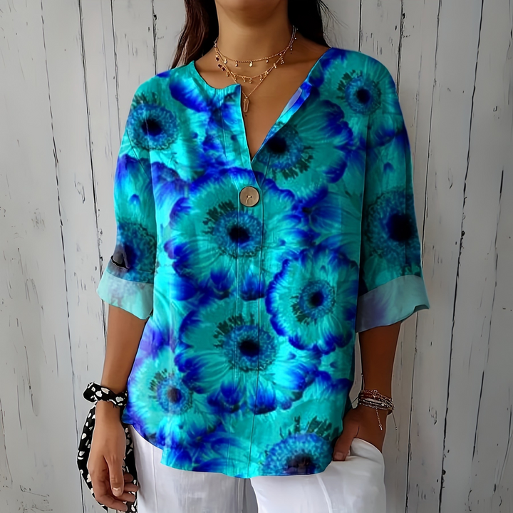 SELIRA - WATERVOLOUR FLORAL SLEEVE BLOUSE