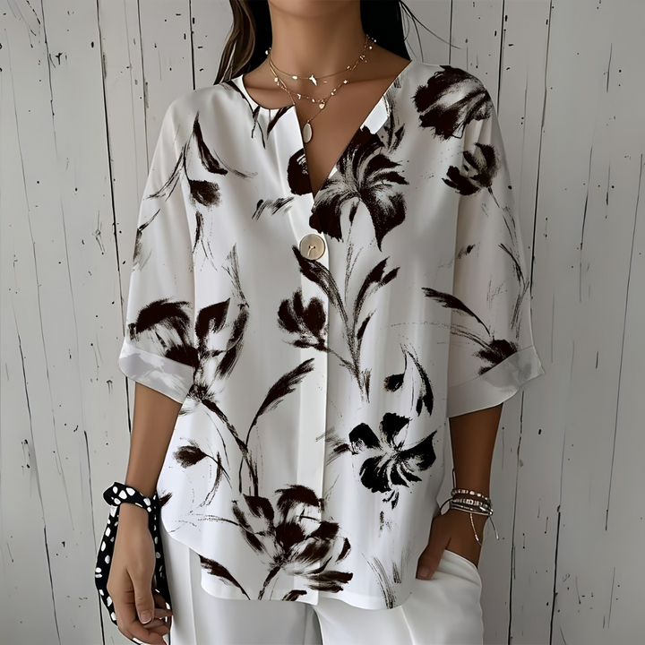 SELIRA - WATERVOLOUR FLORAL SLEEVE BLOUSE