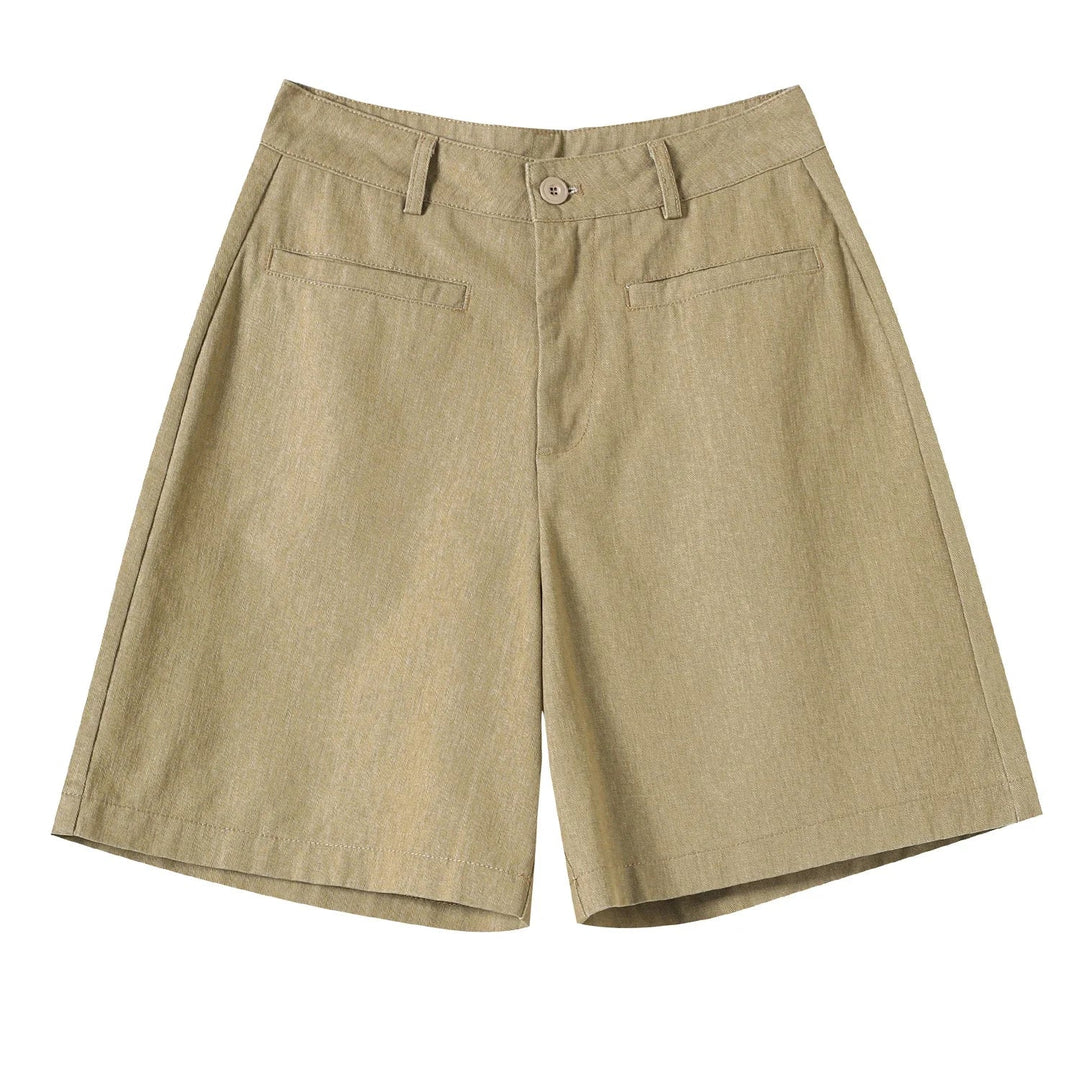 ELISE - COTTON-LINEN HIGH WAIST SHORTS