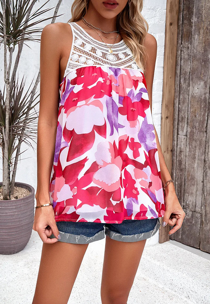 ELVIANNE - WATERCOLOUR FLORAL PATCHWORK BLOUSE
