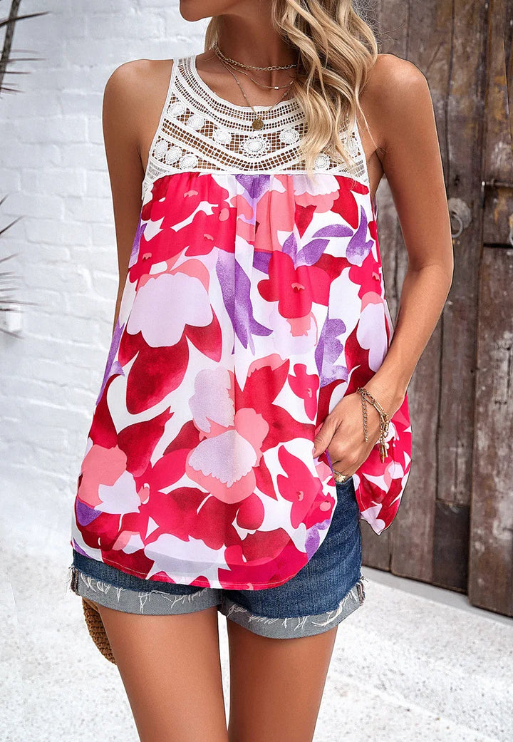ELVIANNE - WATERCOLOUR FLORAL PATCHWORK BLOUSE