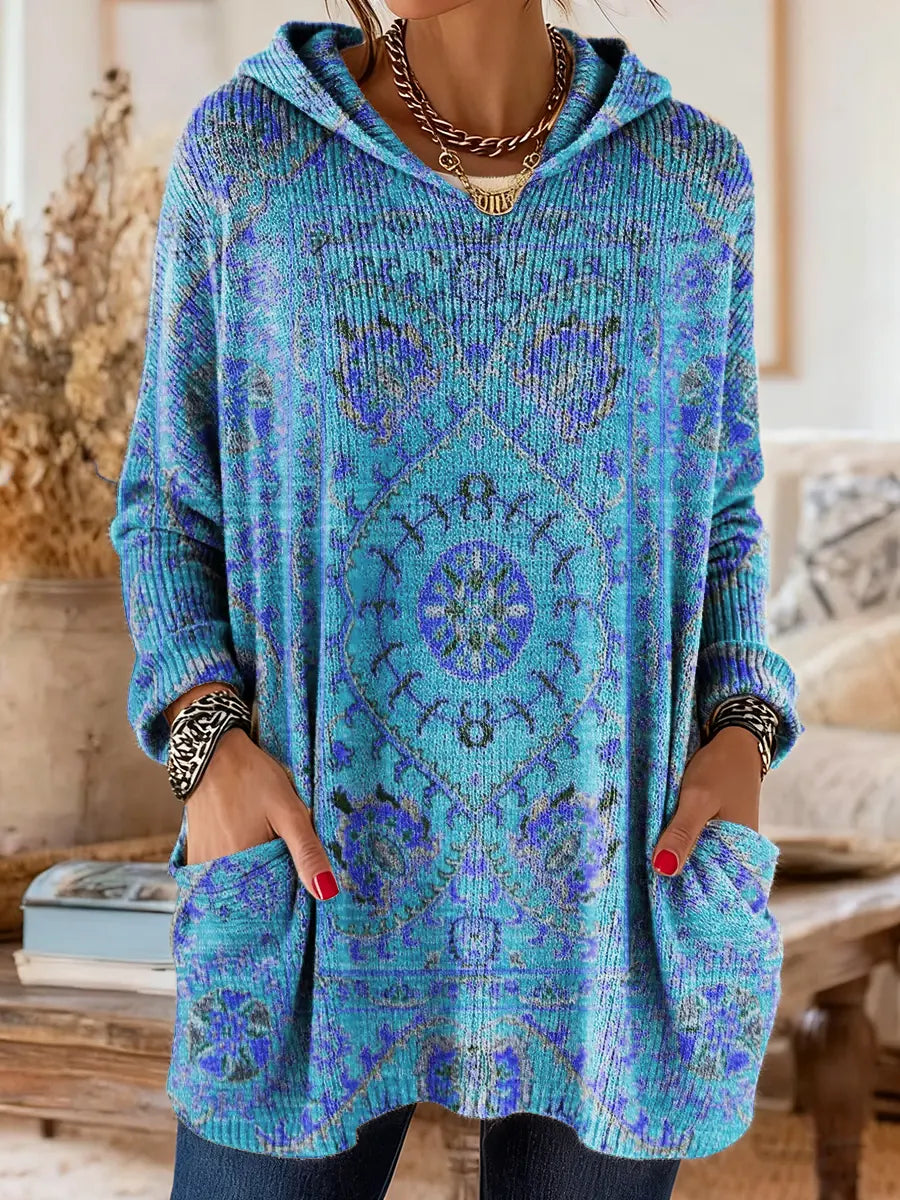 Victoria™ Retro Ethnic Print Hooded Tunic