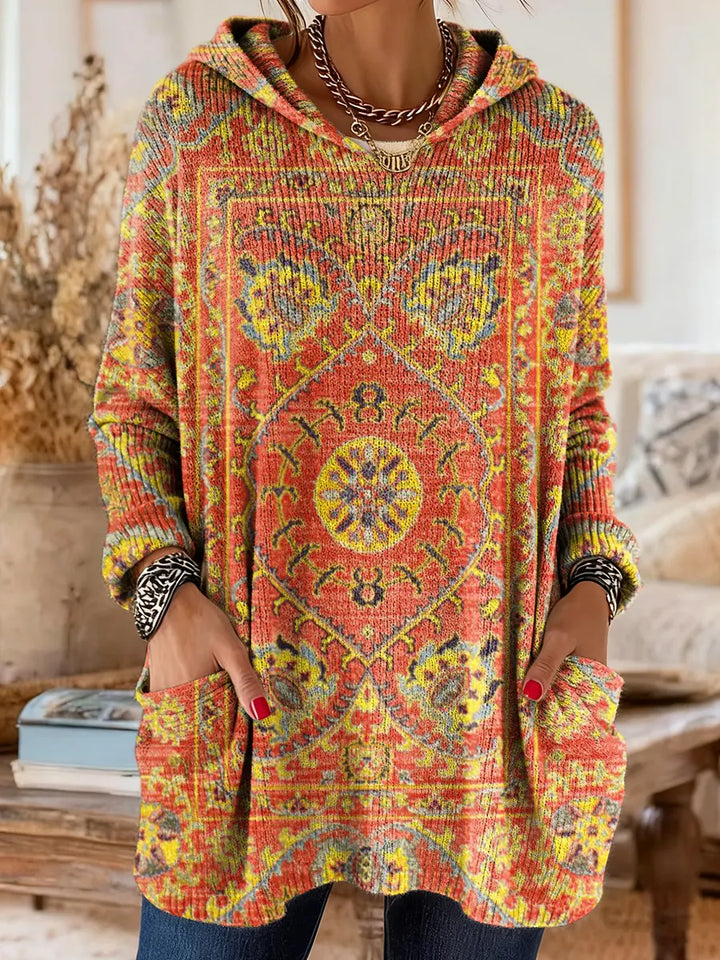 Victoria™ Retro Ethnic Print Hooded Tunic