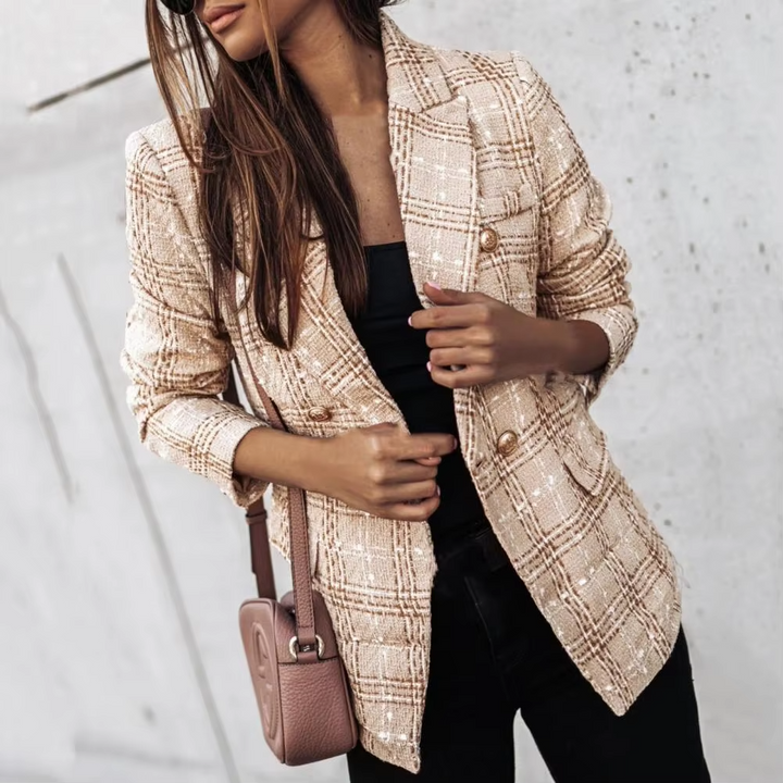 AVERY - MODERN PLAID PRINT DOUBLE BREASTED SPRING BLAZER