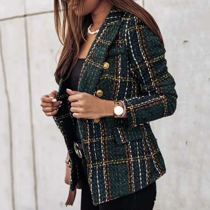 AVERY - MODERN PLAID PRINT DOUBLE BREASTED SPRING BLAZER