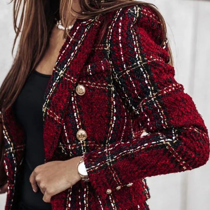 AVERY - MODERN PLAID PRINT DOUBLE BREASTED SPRING BLAZER