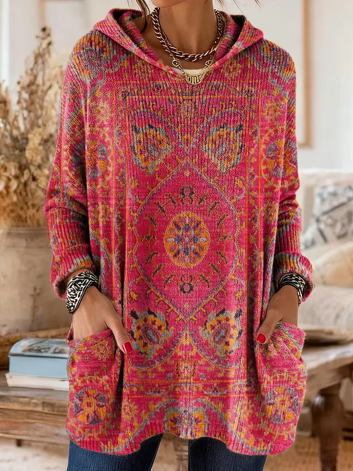 Victoria™ Retro Ethnic Print Hooded Tunic