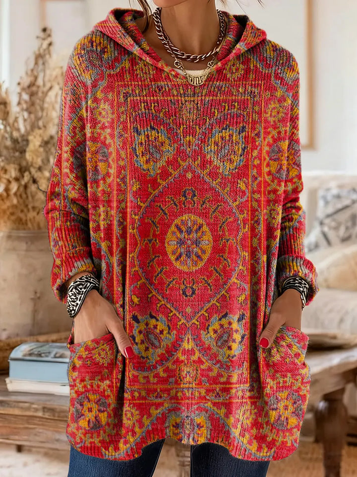 Victoria™ Retro Ethnic Print Hooded Tunic
