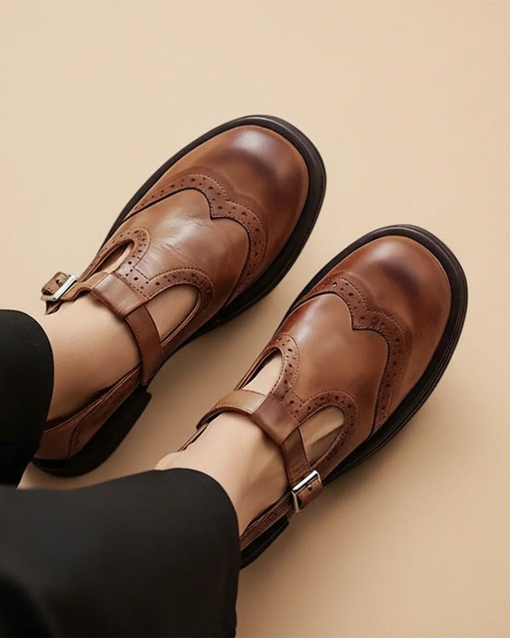 Chic Black Leather Mary Jane Shoes for Women