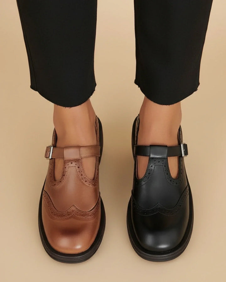 Chic Black Leather Mary Jane Shoes for Women